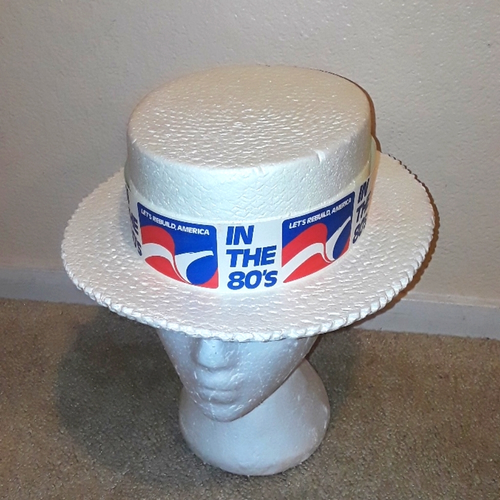 c RARE ORIGINAL LETS REBUILD AMERICA IN THE 1980s STYROFOAM HAT